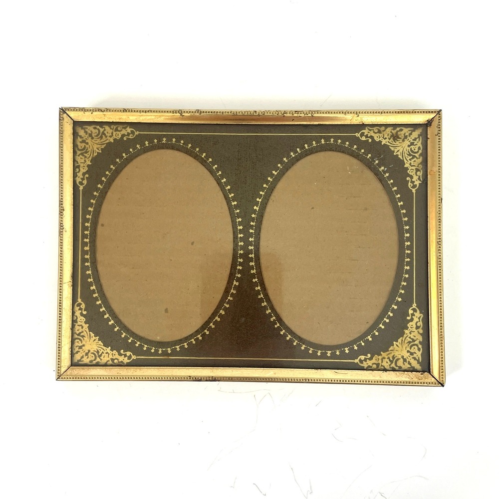 Vintage Gold Tone Double Oval Picture Frame Ornate Filigree 5x7 Horizontal